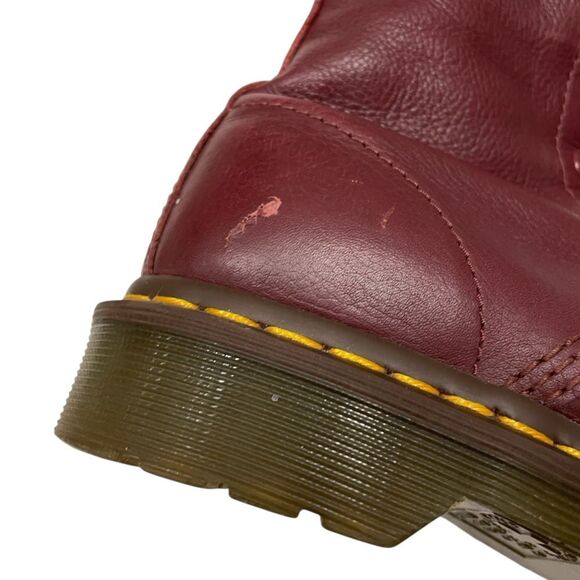 DR MARTENS Burgundy Leather Lace-Up Boots Size 7 - Picture 10 of 16